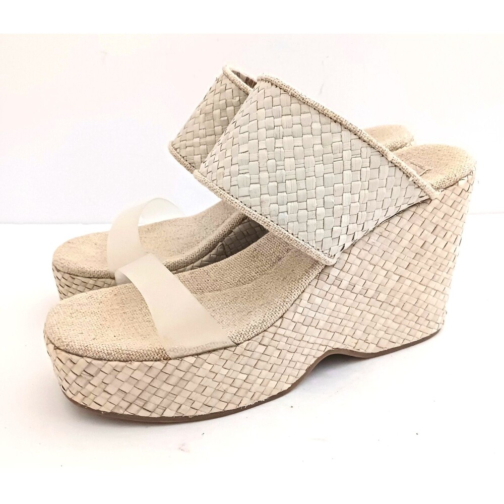 Band of Gypsies Dusk Ivory Woven Straw Platform Wedge Sandal US 9